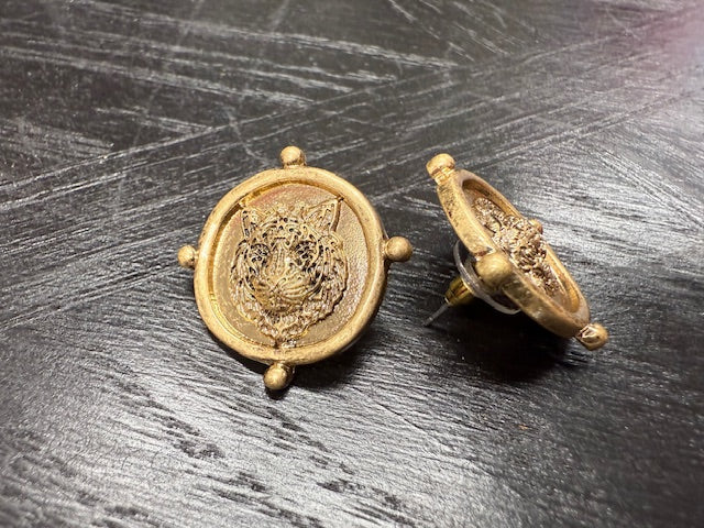 Vintage Coin Tiger Earrings