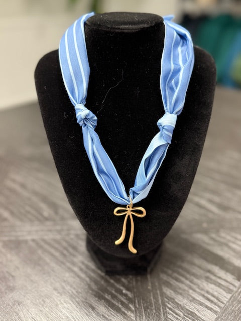 Blue Striped Scarf Necklace