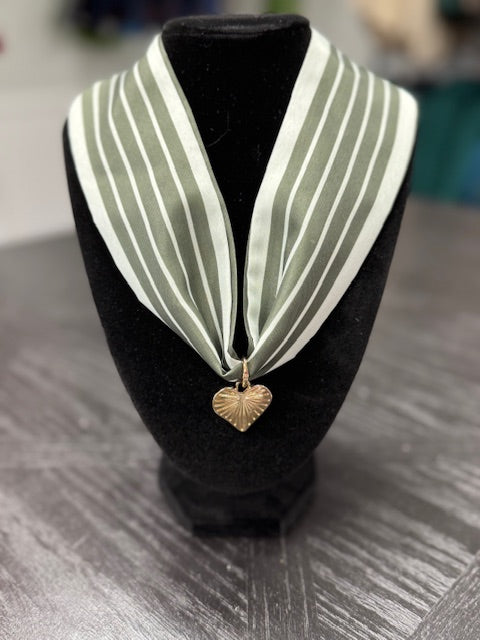 Olive Stripe Scarf Necklace