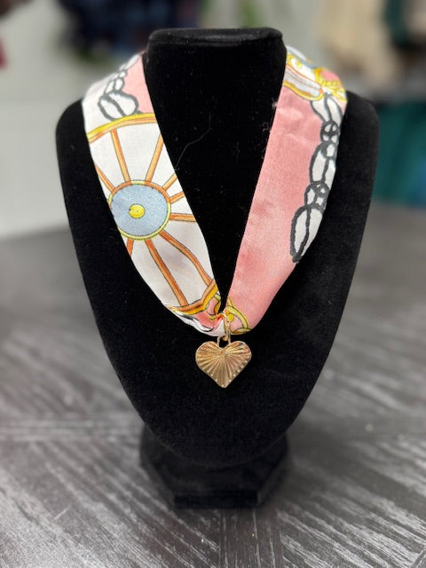 Pink Patterned Scarf Necklace