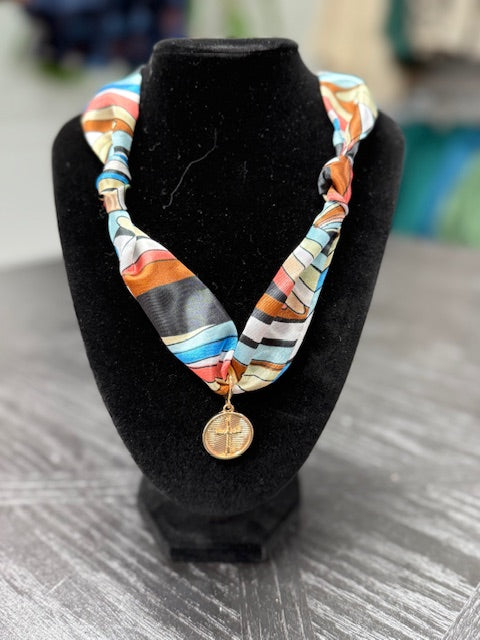Brown Abstract Scarf Necklace