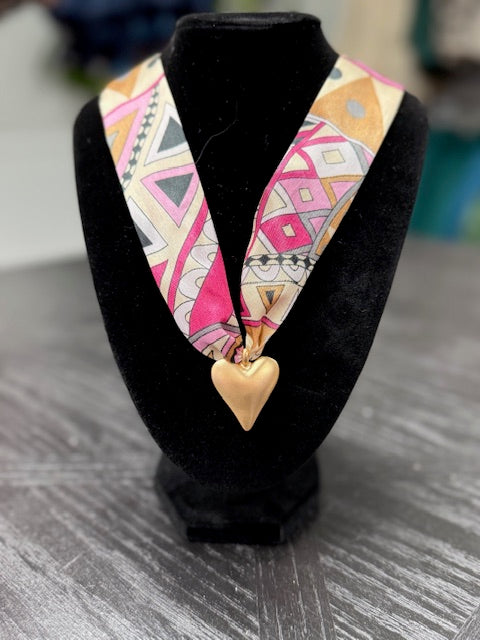 Pink Abstract Scarf Necklace