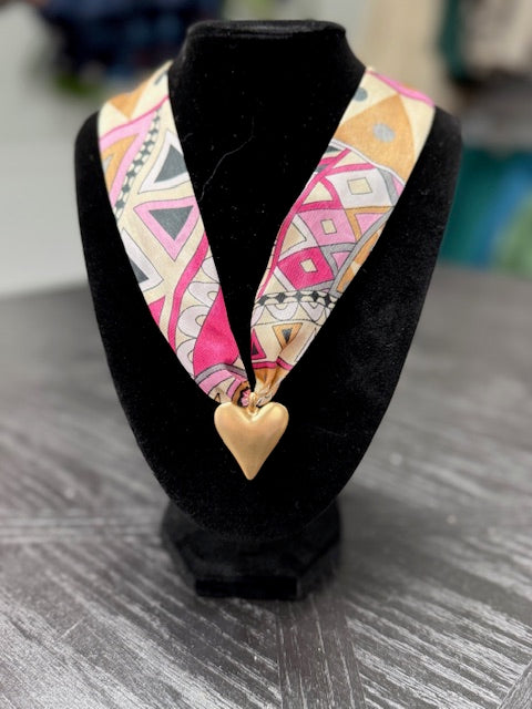 Pink Abstract Scarf Necklace