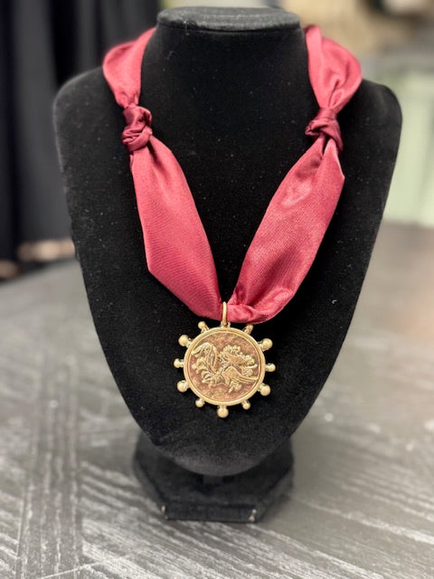 Garnet Gamecock Scarf Necklace