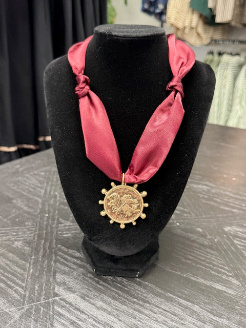 Garnet Gamecock Scarf Necklace