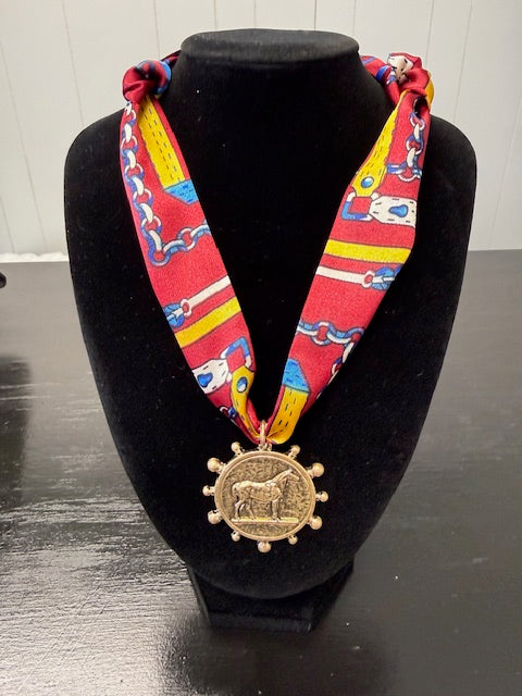 Burgundy Equestrian Scarf Necklace