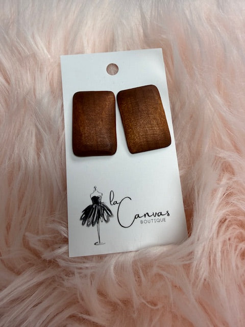 Wood Rectangle Earring