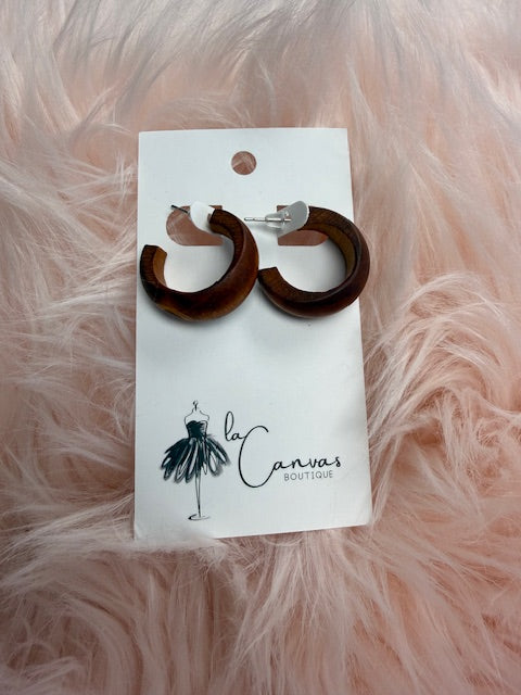Medium Wood Hoop Earring