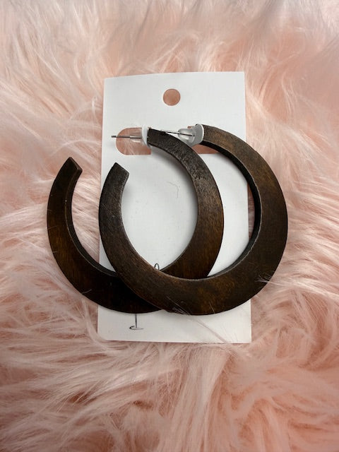 Large Wood Hoop Earring