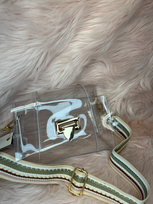 Clear Crossbody Bag with Gold Closure