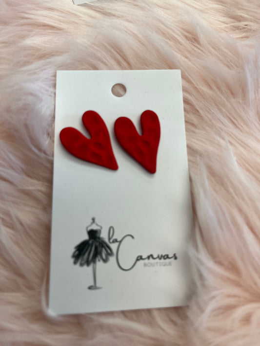 Hammered Red Heart Earrings