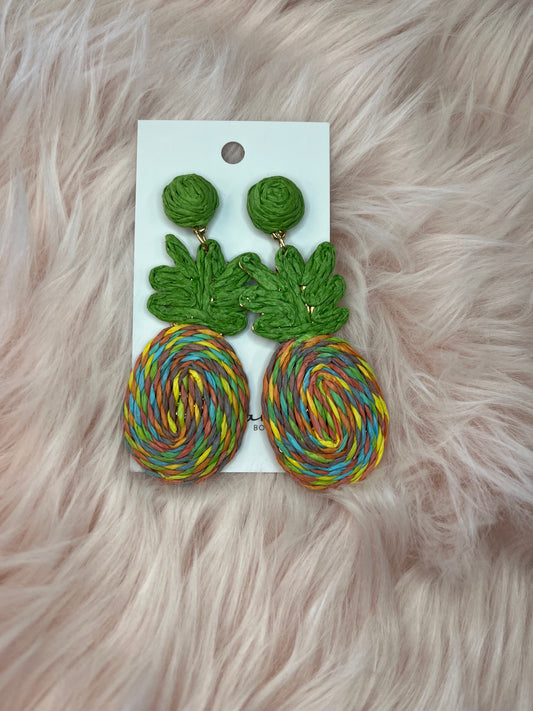 Pineapple Raffia Earrings