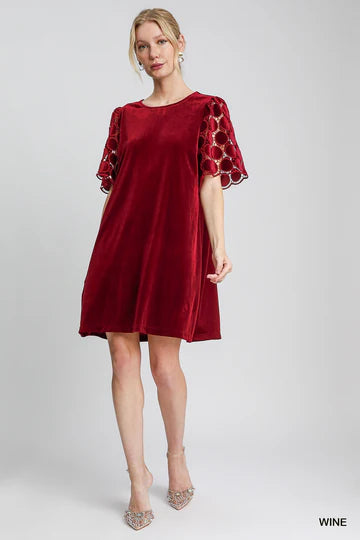 Elegant Red Wine Velvet Dress