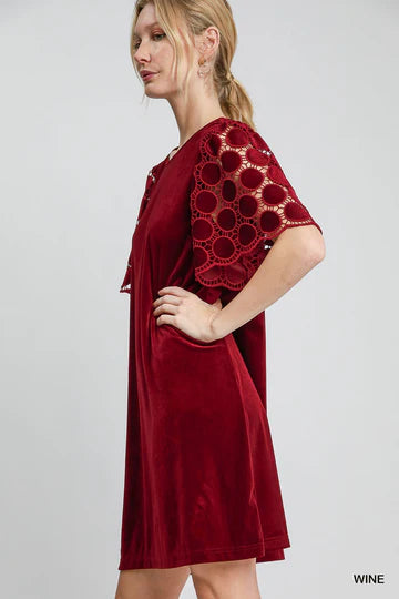 Elegant Red Wine Velvet Dress