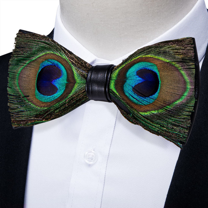 Handmade Peacock Feather Bow Tie