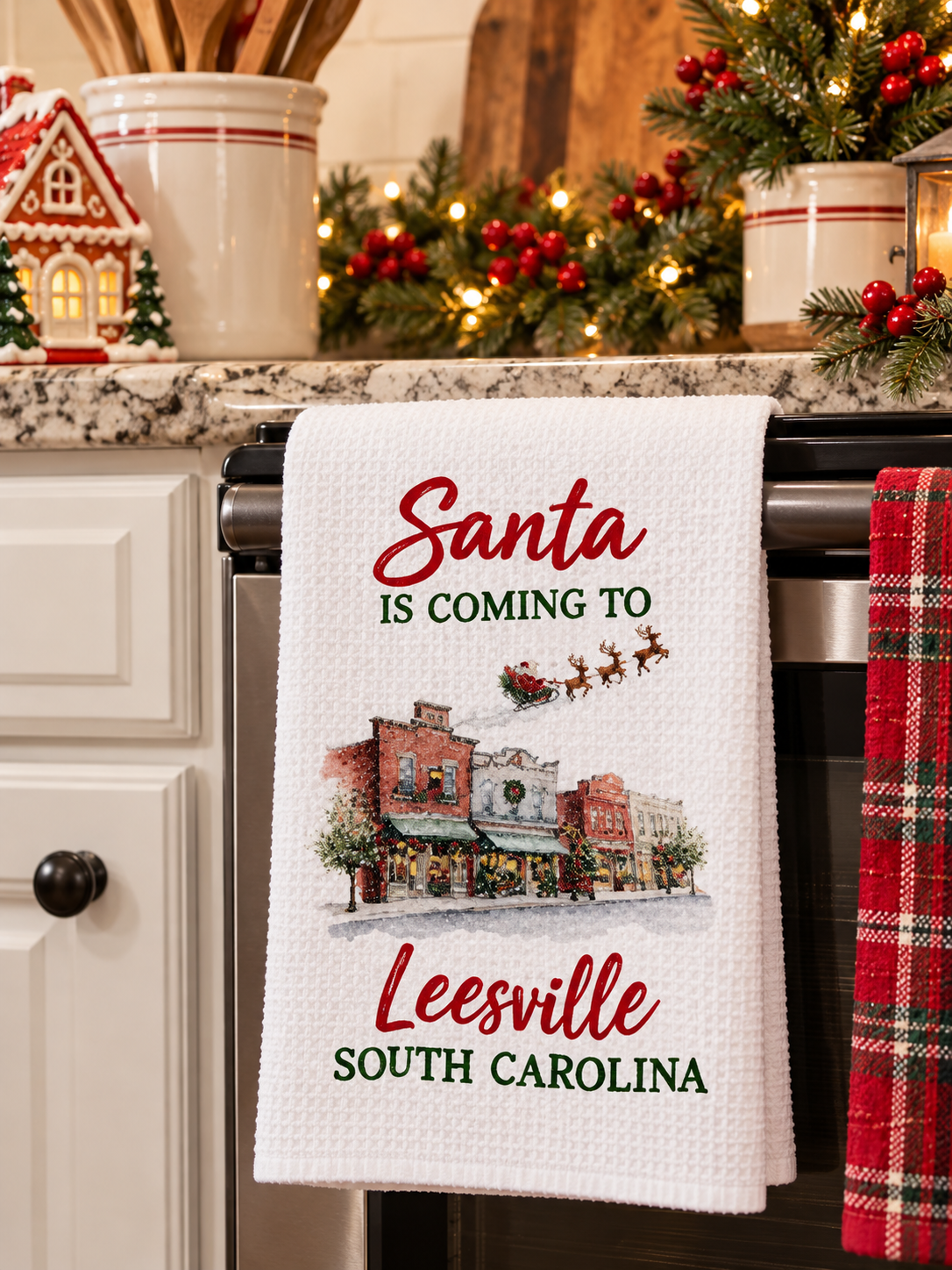Santa is Coming to Town Leesville Towel