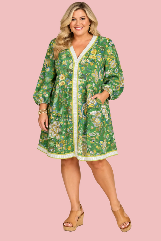 Green Paisley Printed Dress