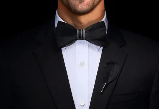Black Hand Made Feather Bow Tie 
