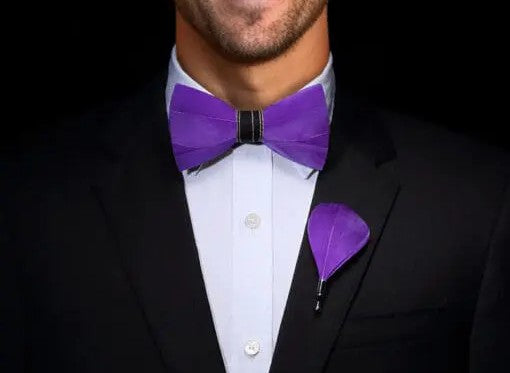 Handmade Purple Feather Bow Tie