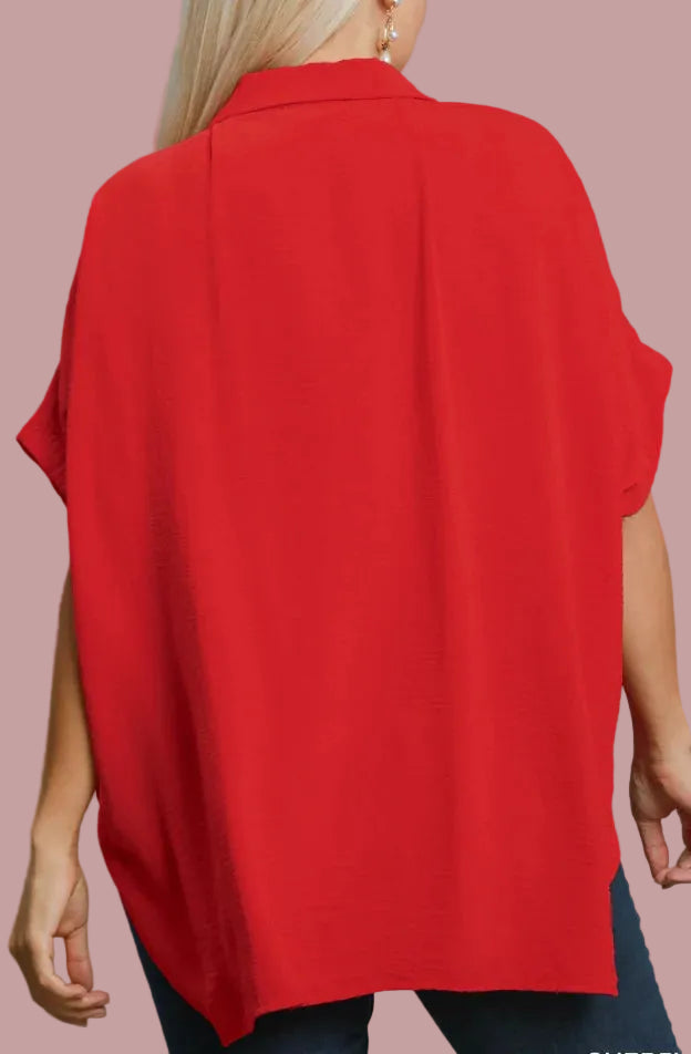 Red Button Up Short Sleeves