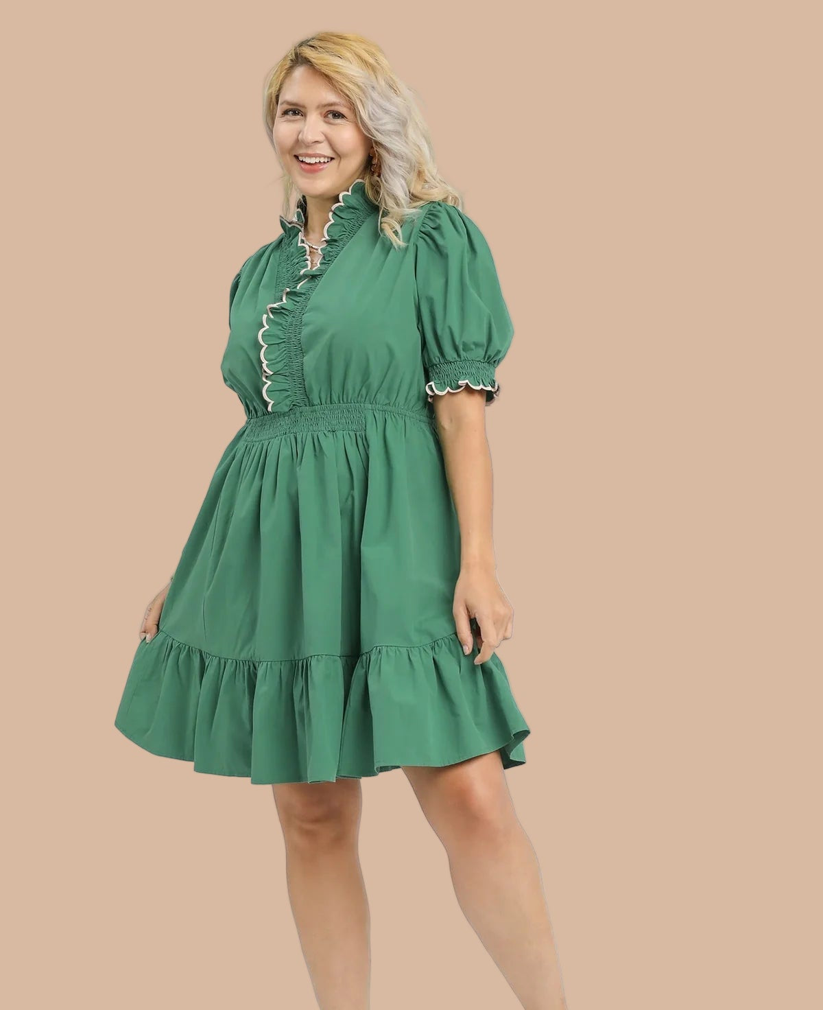 Vintage Fern Scalloped Dress