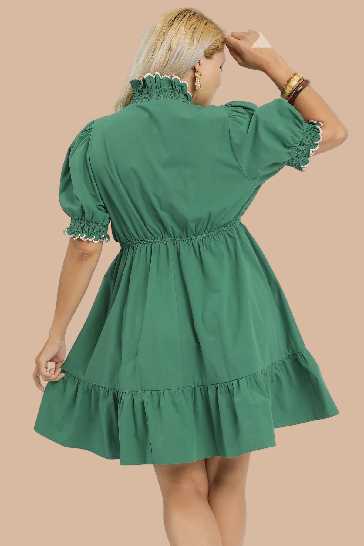 Vintage Fern Scalloped Dress