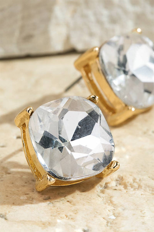 Gold Crystal Acrylic Stud Earrings