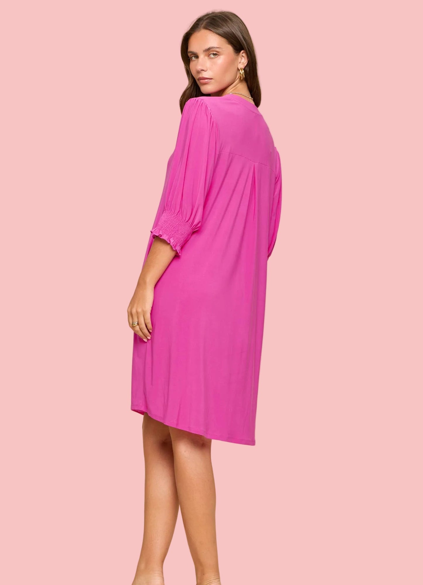 Runaway Pink Lizzy Collar Shirt Dress