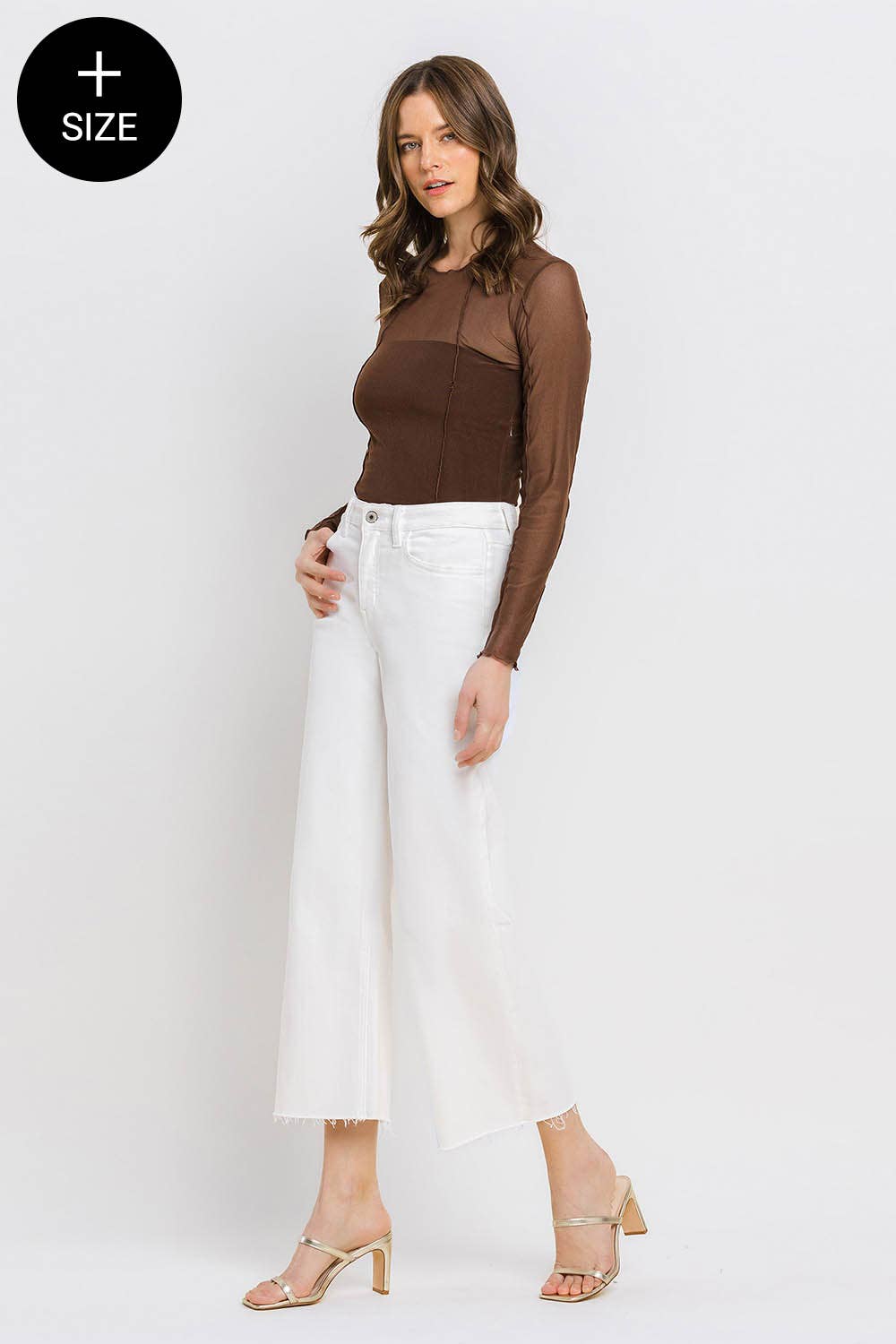 White High Rise Crop Wide Leg Jeans