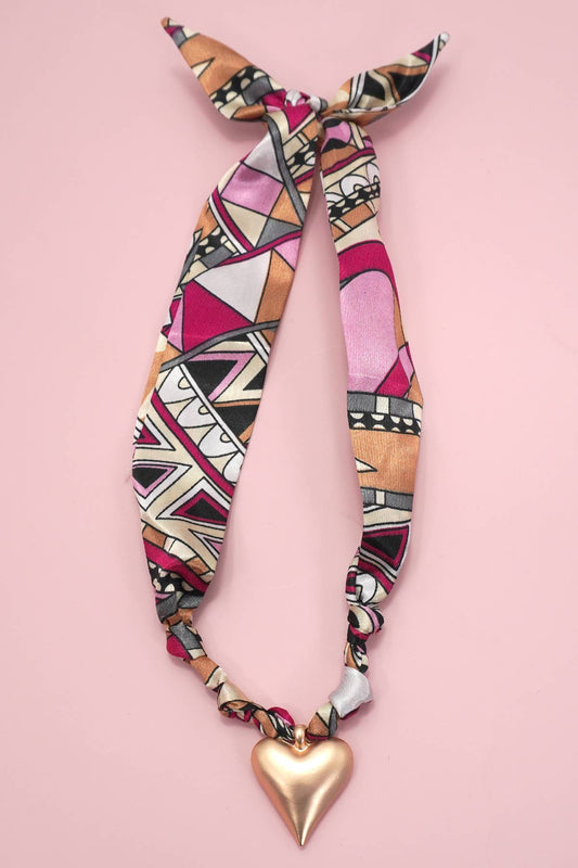 Pink Abstract Scarf Necklace