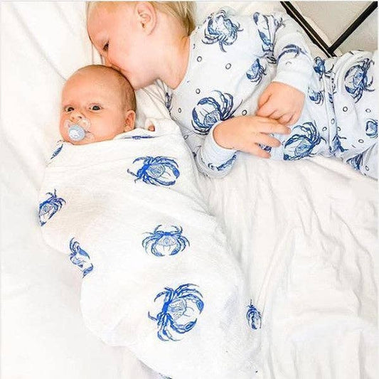 Blue Crab Baby Muslin Swaddle Blanket Breathable and Lightweight