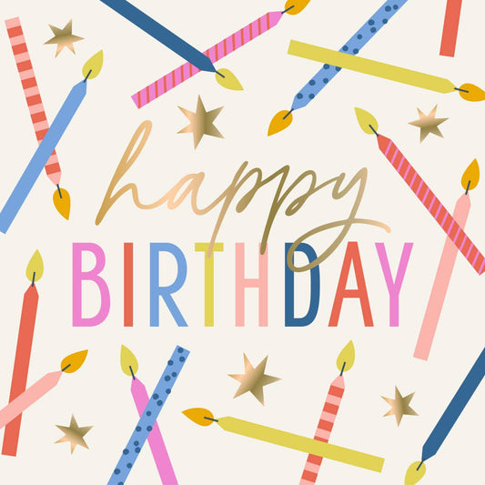 Funny Birthday Cocktail Napkins-Happy Birthday Candles Foil