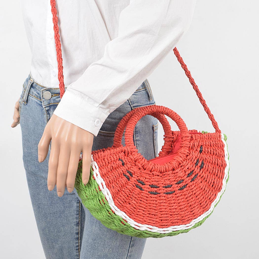 Faux Straw Watermelon Bag