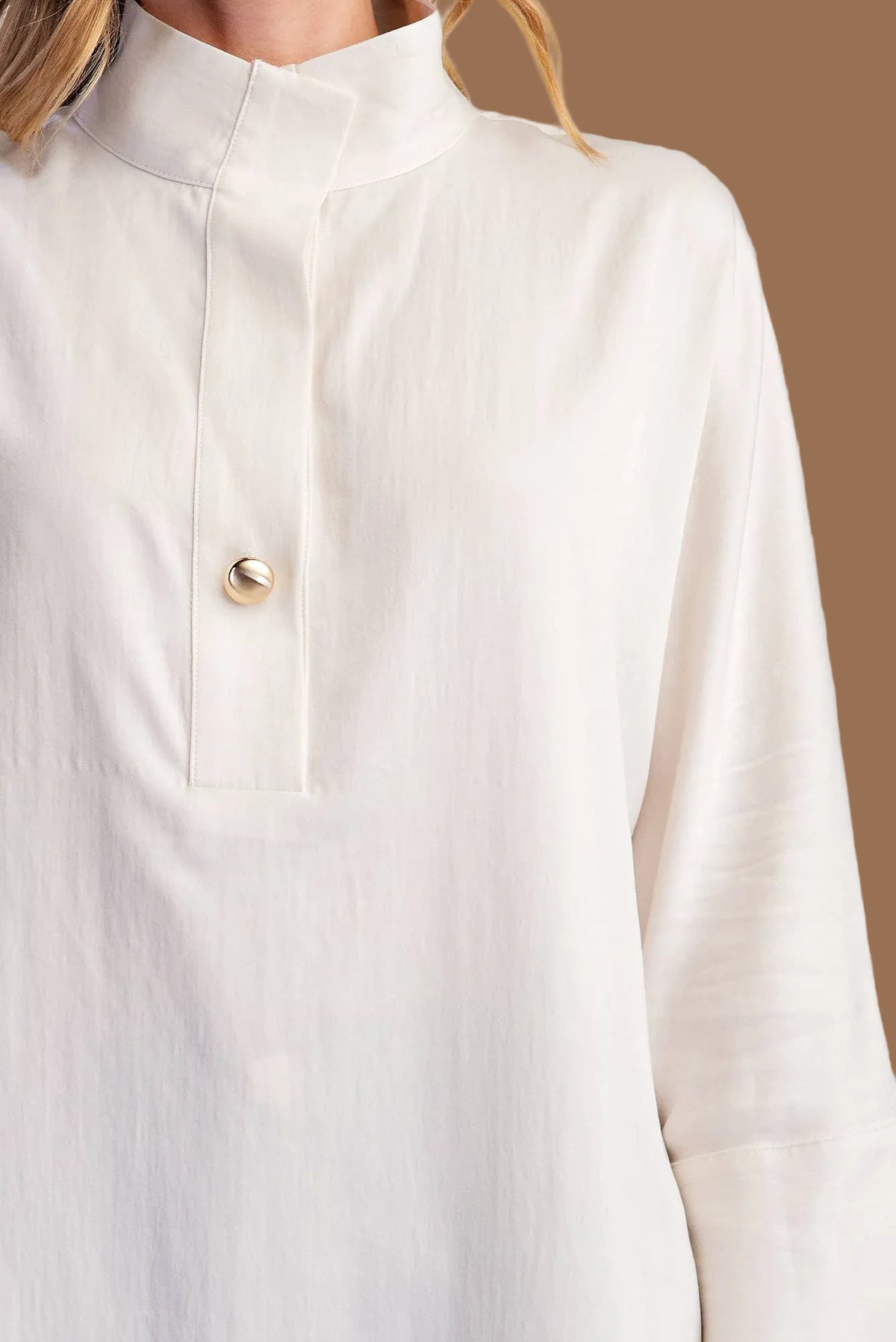 Ivory Collar Neck Button Placket Shirt