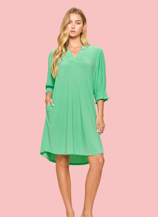 Aqua Mint Lizzy Collar Shirt Dress