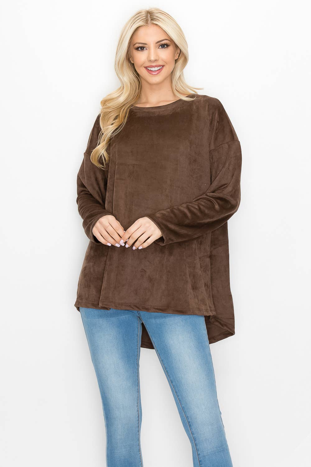 Burnt Umber Stretch Suede Top