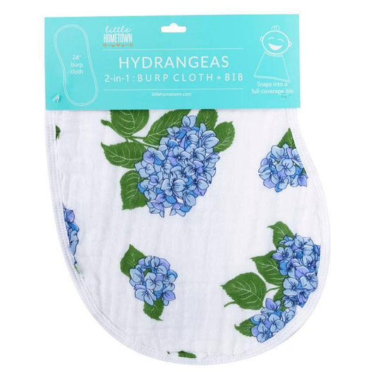 Hydgrangeas Baby Burp Cloth and Bib 2 in 1  Absorbent and Gentle on Newborn Skin