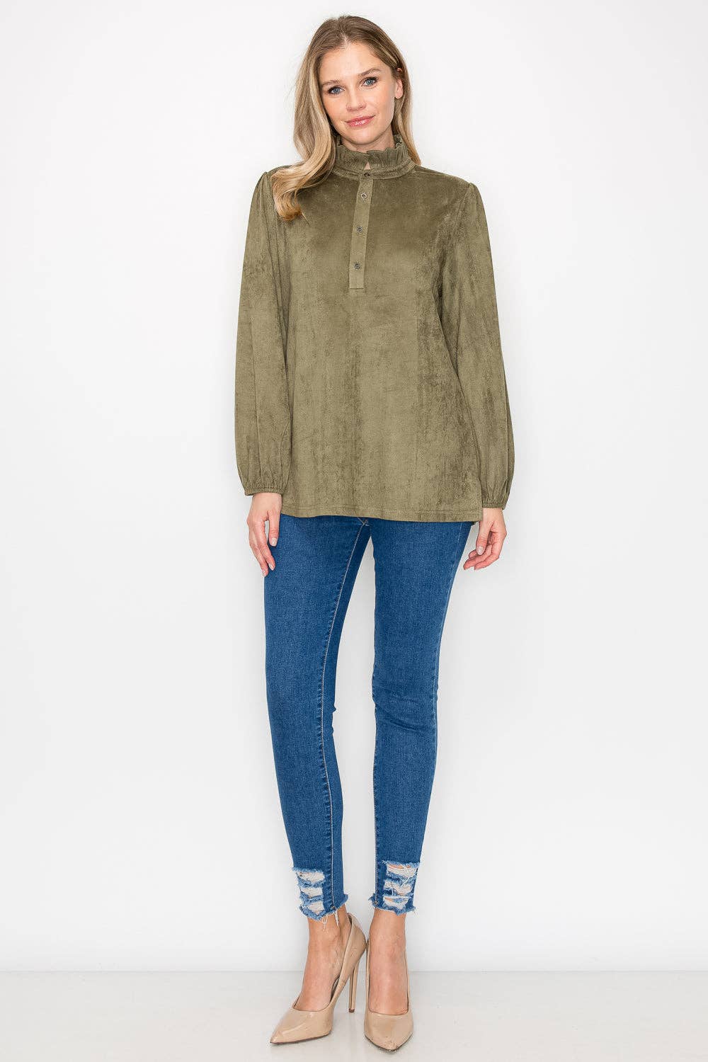 Willabella Olive Suede Top