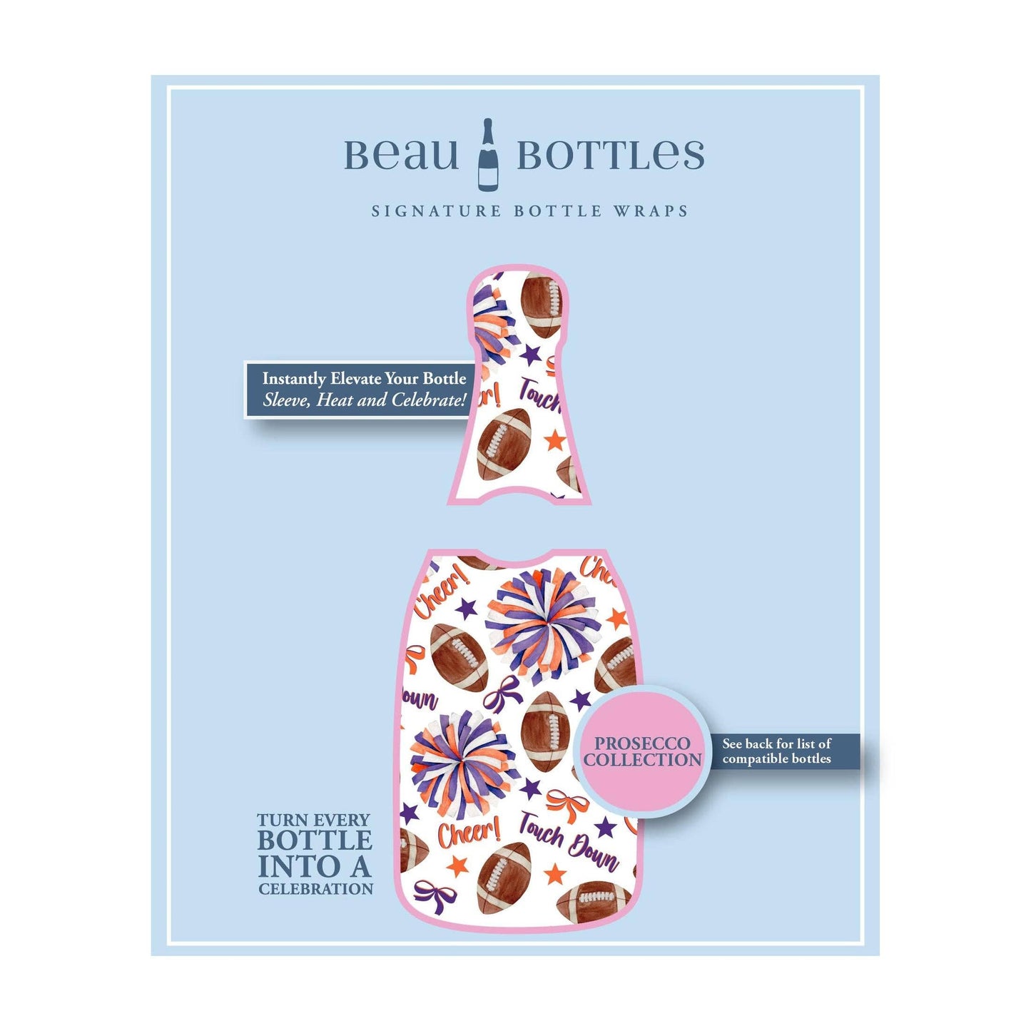 Orange & Purple Game Day Prosecco Bottle Wrap
