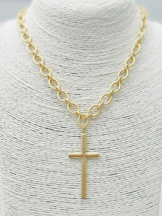 Golden Traditional Cross Necklace