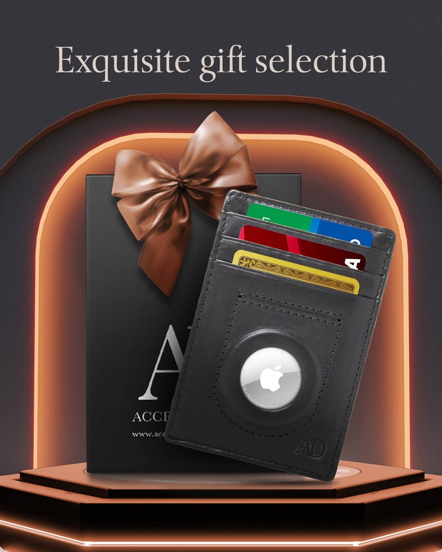Leather Air Tag Holder Slim Wallets