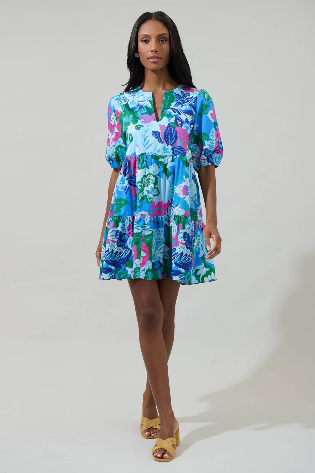 Lavera Blue Floral Maine Poplin Mini Dress