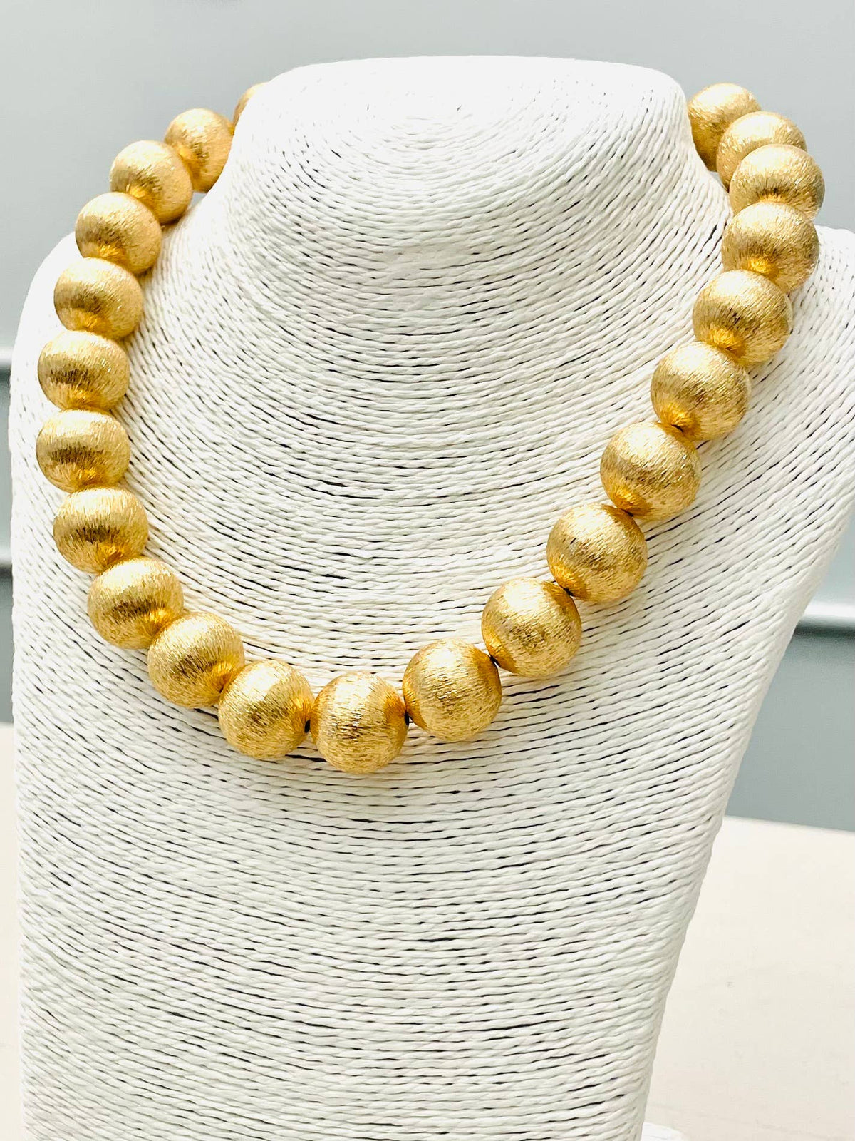 Brushed Gold Big Ball Necklace