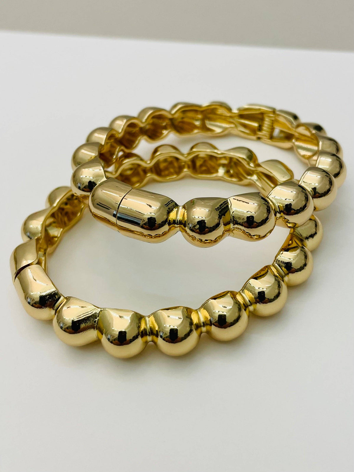 Gold Bubble Hinged Bracelet