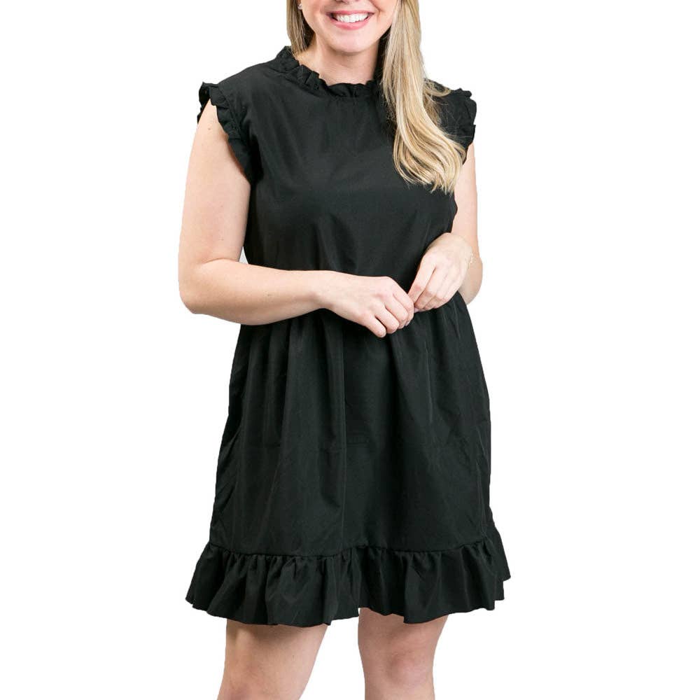 Black Solid Anna Dress