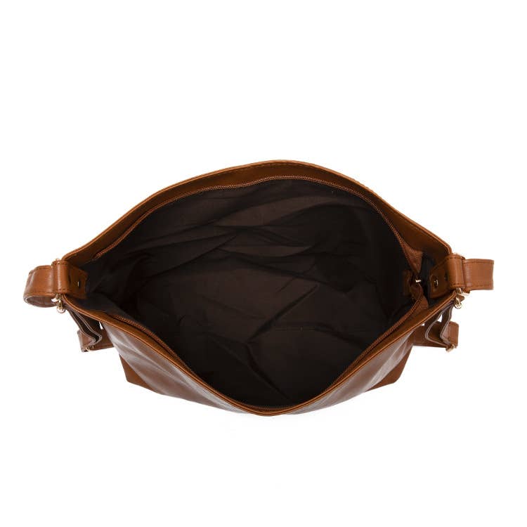 BrownFaux leather crossbody bag backpack