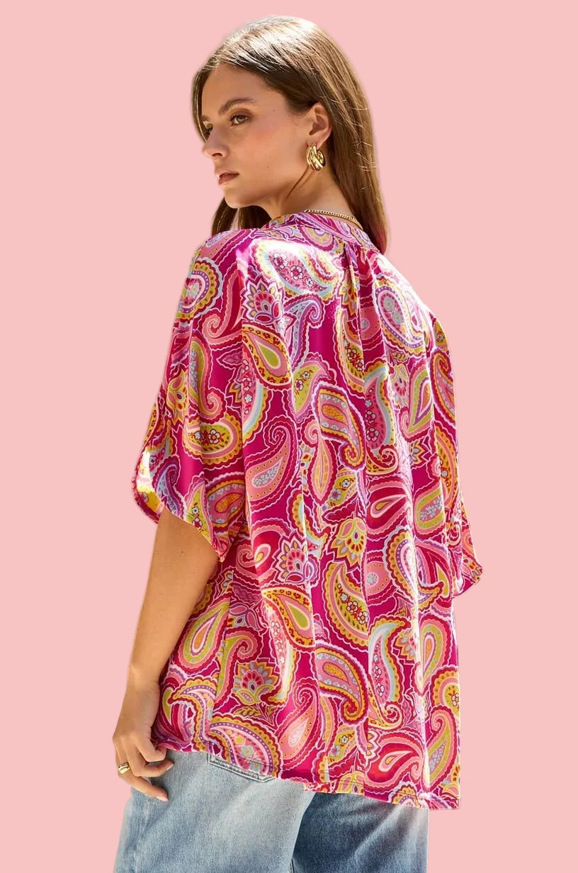 Hot Pink Breeze Sleeve Lizzy Blouse