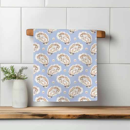 Oyster Shell Nautical Kitchen Towel