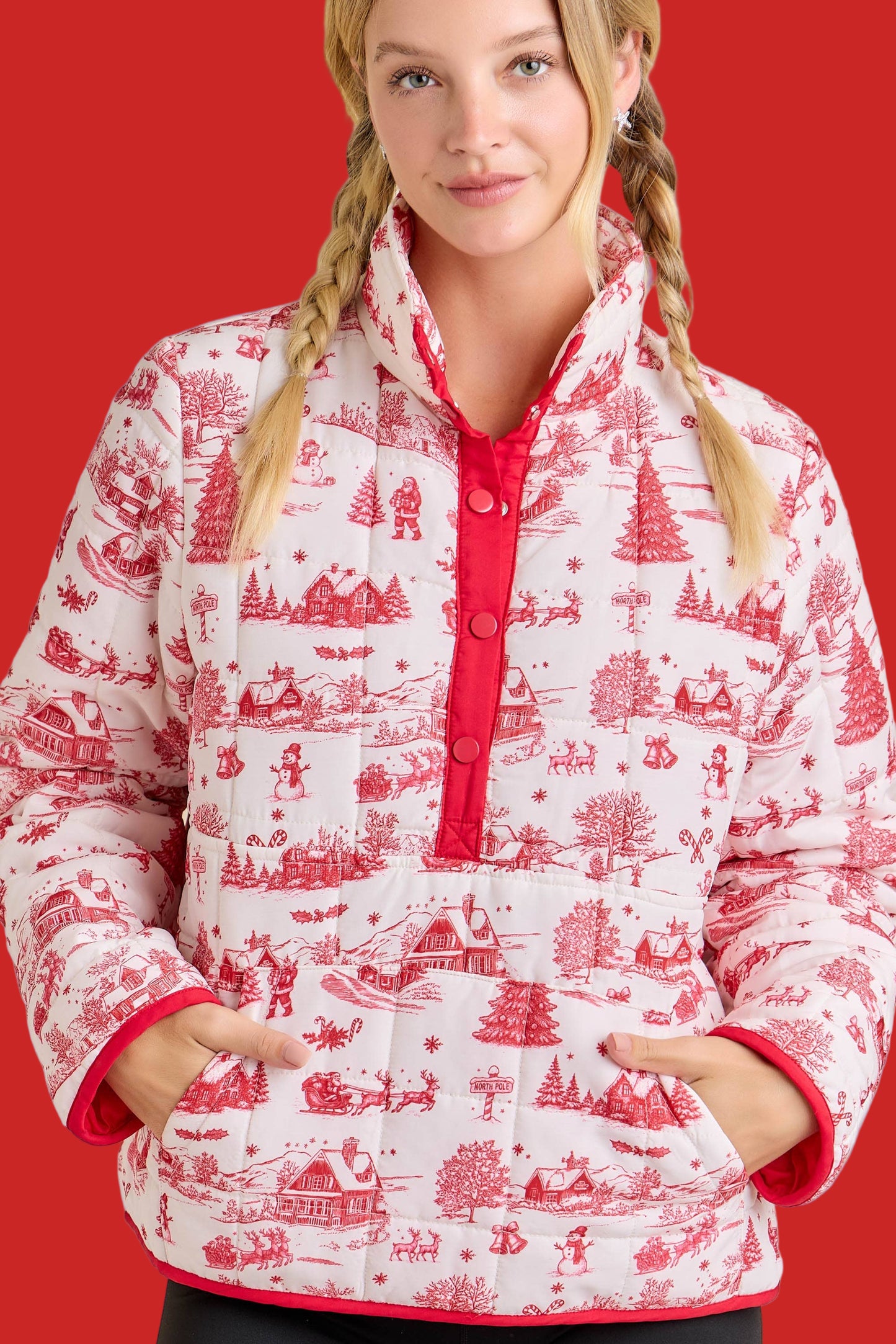 Christmas Toile Quilted Jacket