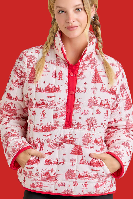 Christmas Toile Quilted Jacket